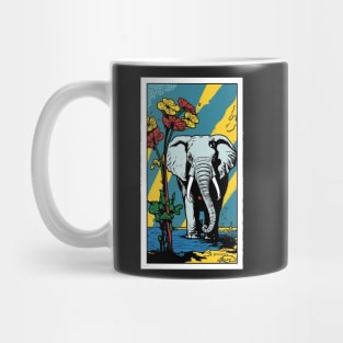 Elephant Vibrant Tropical Flower Tall Retro Vintage Digital Pop Art Portrait Mug